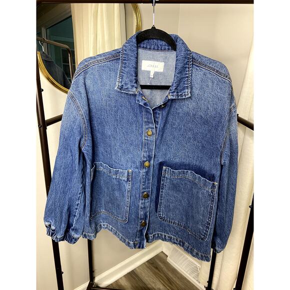 The Great The Blouson Sleeve Chore Denim Jean Jacket size L large - Picture 2 of 6